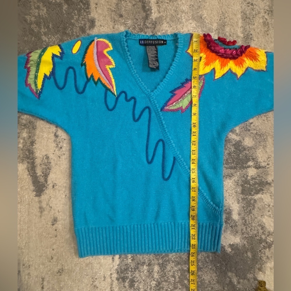 Diffusion Vintage Colorful Embroidered Blue Sweater - Picture 5 of 5